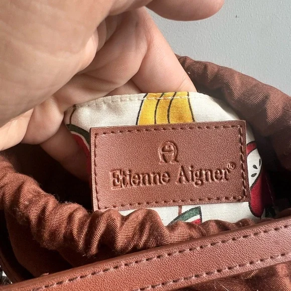 Etienne Aigner Tan Woven Mini Bag with Pineapple Charm - Picture 7 of 11